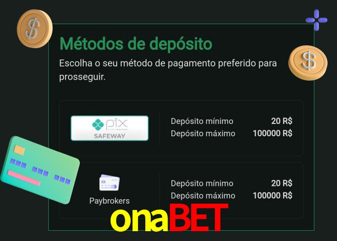 O cassino onabet oferece uma grande variedade de métodos de pagamento